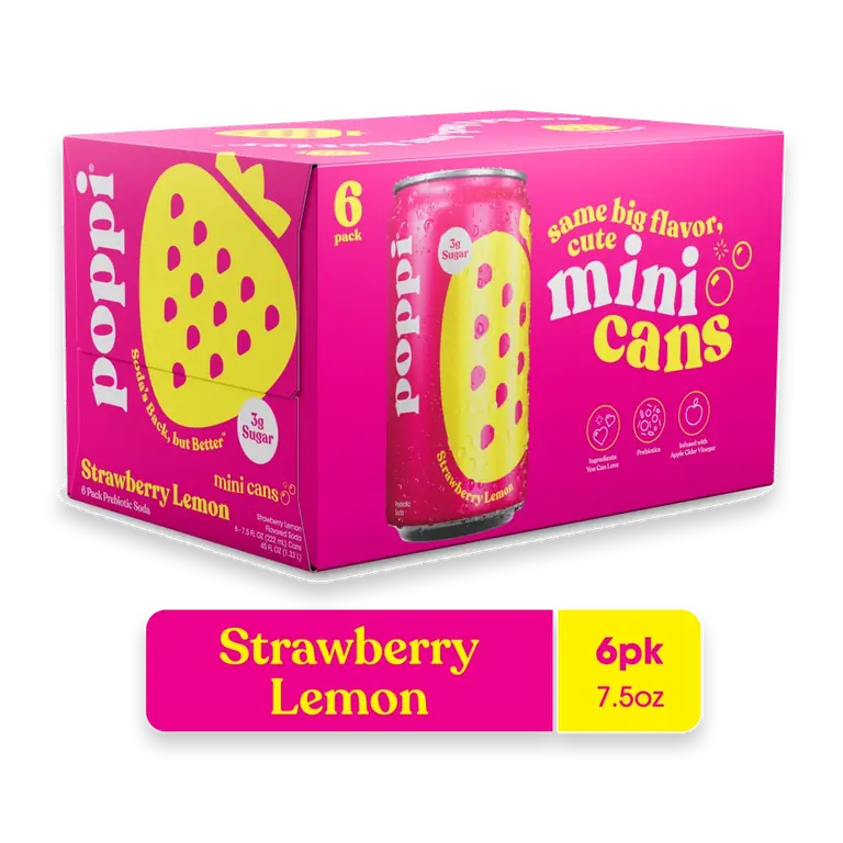 Strawberry Lemon Prebiotic Mini Soda Cans
