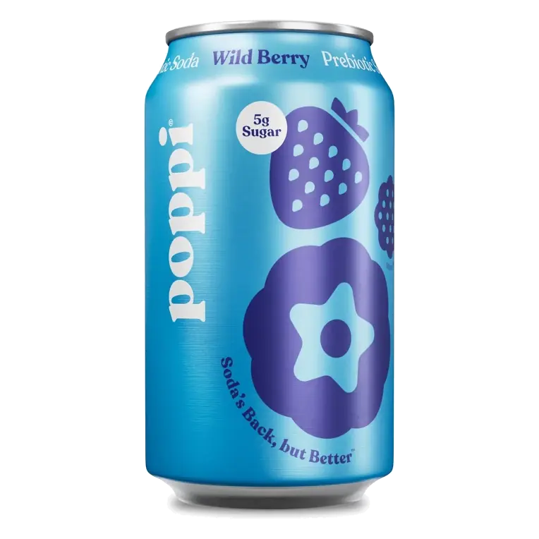 Poppi Wild Berry Prebiotic Soda, 12 fl oz Can