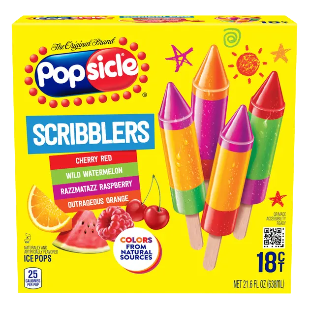 Crayola Scribblers Assorted Fruit Flavors Ice Pops - 18 ct