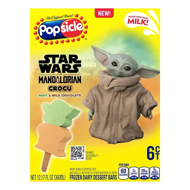 Frozen Dairy Dessert Bars, Mint & Milk Chocolate, Star Wars