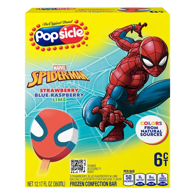 Marvel Spiderman Frozen Confection Bar - 6 ct