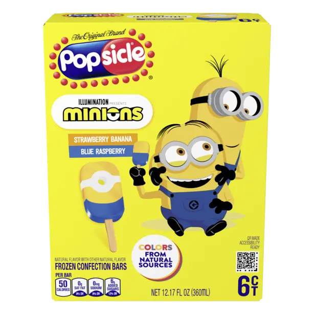 Minions Strawberry Banana & Blue Raspberry Confection Bars - 6 ct