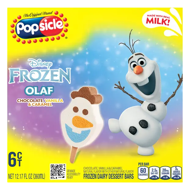 Olaf Chocolate Vanilla & Caramel Frozen Dairy Dessert Bars - 6 ct