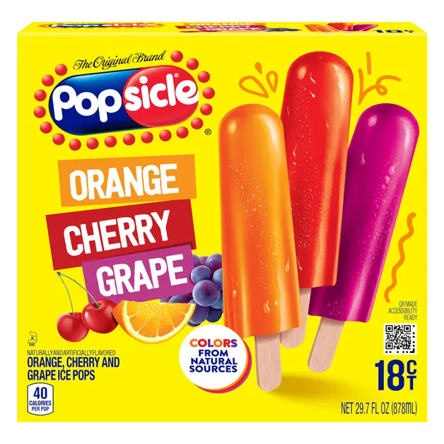 Orange Cherry Grape Ice Pops - 18 ct