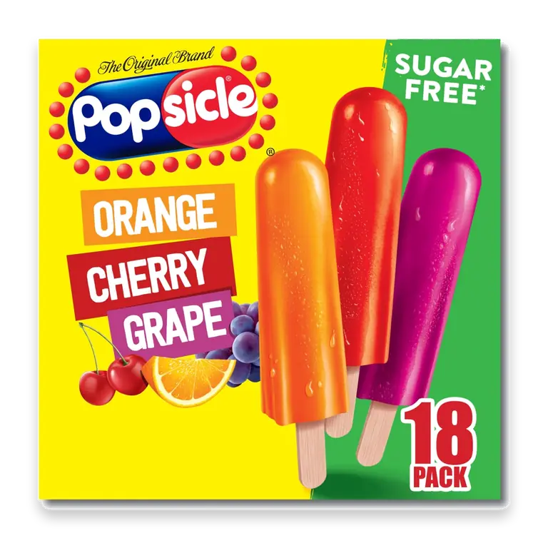 Sugar Free Orange, Cherry and Grape Variety Pack Ice Pops, 18 Ct