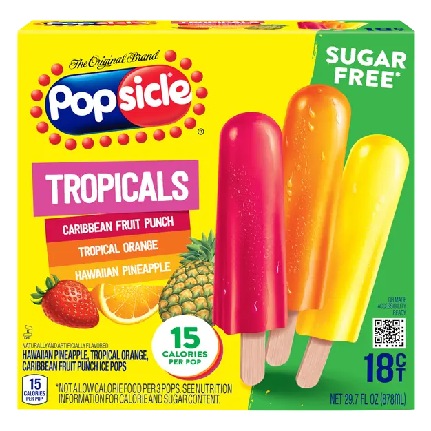 Sugar Free Tropicals Assorted Fruit Ice Pops - 18 ct