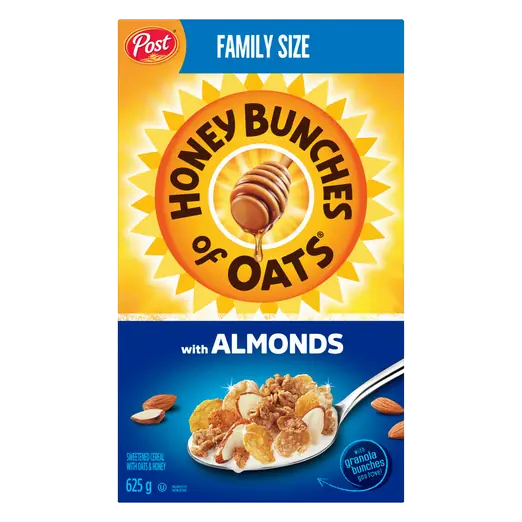 Honey Bunches of Oats Sweetened Cereal with Oats & Honey with Almonds Family Size 625 g