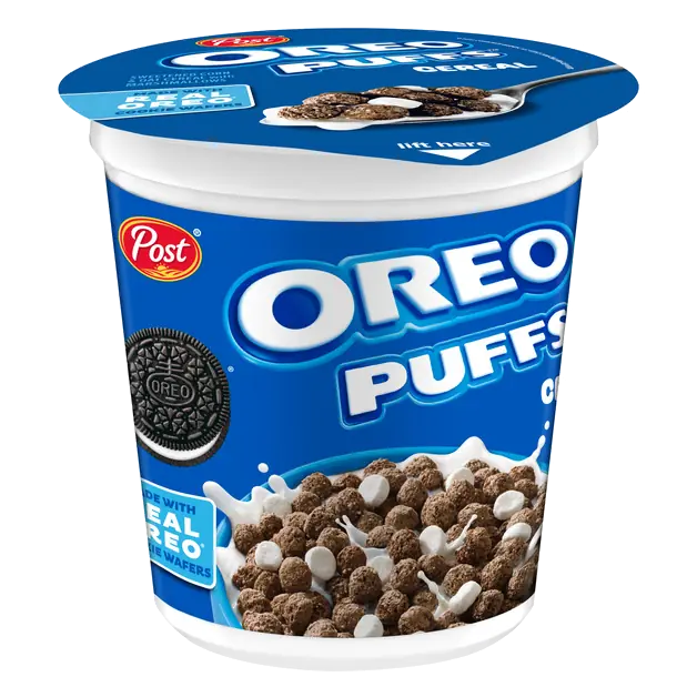 Post OREO PUFFS Chocolate & Marshmallow Breakfast Cereal Cup, 1 oz
