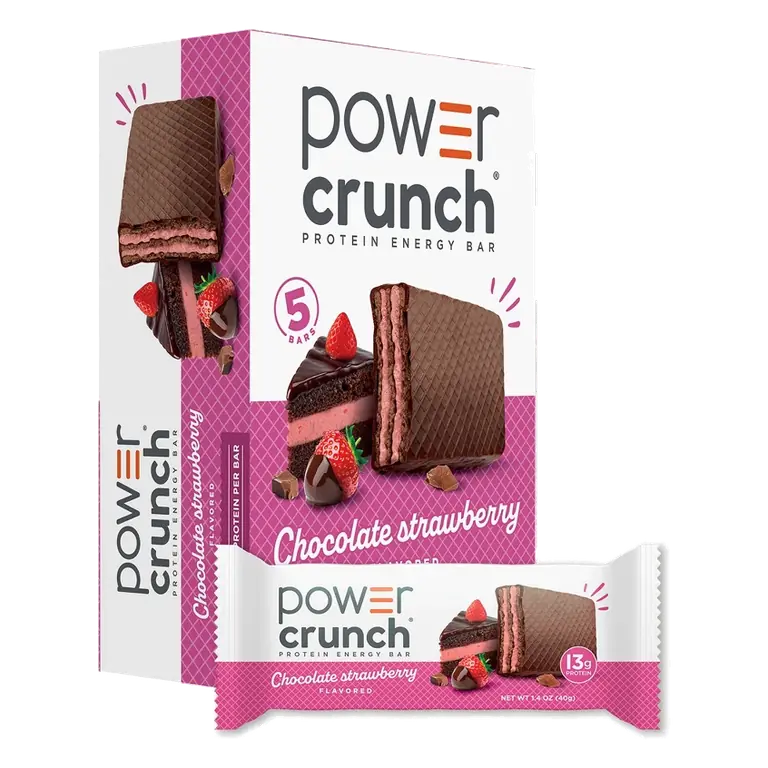 Power Crunch Energy Chocolate Strawberry Protein Bar, 5ct: 13g Protein, Crunchy Texture, Ready to Eat