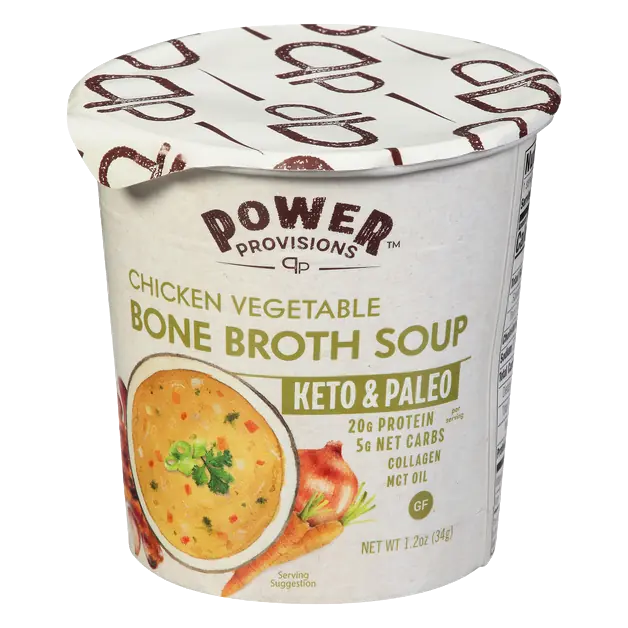 Keto Paleo Chicken Vegetable Protein Bone Broth Soup Cup