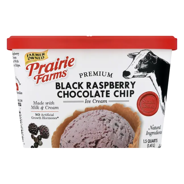 Prairie Farms, Small Batch Premium Black Raspberry Chocolate Chip Ice Cream, 48 Oz