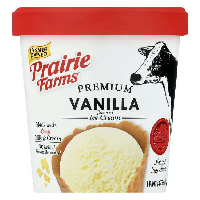 Prairie Farms, Small Batch Premium Vanilla Ice Cream, Pint, 16 Oz