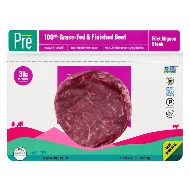 PRE Grass-fed Beef Filet Mignon Steak Fresh