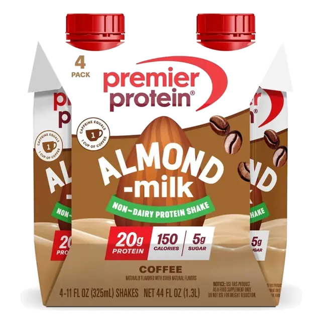 Premier Protein Almond Milk Non-Dairy Coffee Caffeinated Protein Shake, 11 fl oz/4pk: Keto Certified, Gluten-Free