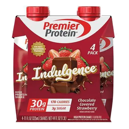 Premier Protein Indulgence 30g Protein Shake Chocolate Strawberry Non-Caffeinated, 11oz/4pk