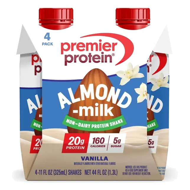 Premier Protein Almond Milk Non-Dairy Vanilla Protein Shake, 11 fl oz/4pk: Keto Certified, Gluten-Free, Ready to Drink, Liquid