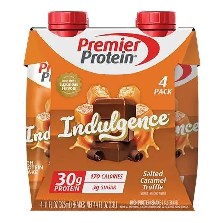 Premier Protein Indulgence 30g Protein Shake Salted Caramel Non-Caffeinated, 11oz/4pk: Keto Certified, Gluten-Free, Milk Protein