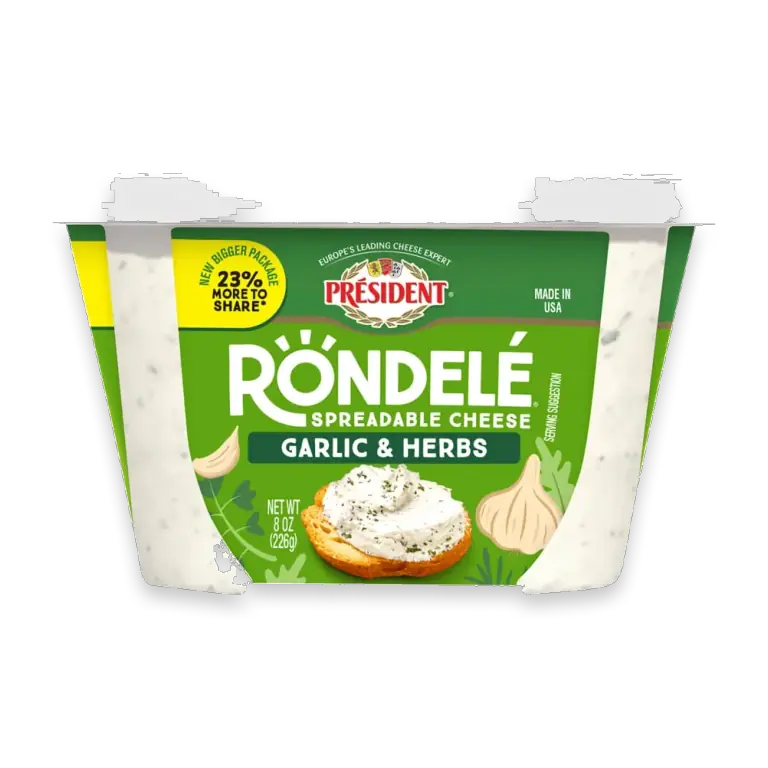 Président Rondelé Creamy Whipped Garlic & Herbs Spreadable Cheese 8 oz