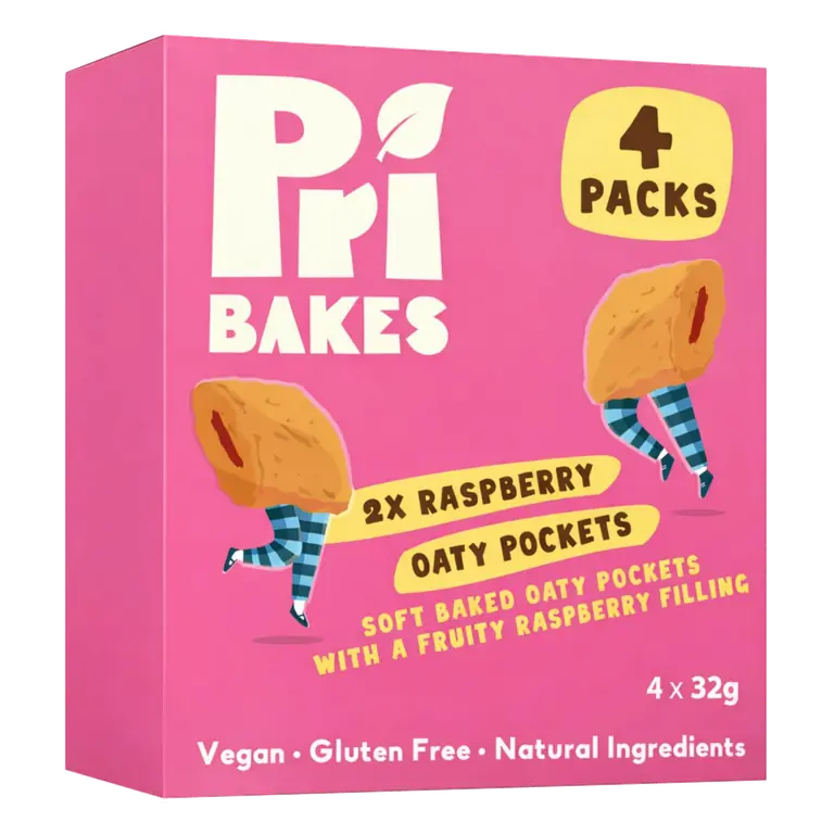 4 x 32g Oaty Pockets with a Fruity Raspberry Filling Soft Baked Oat Cakes