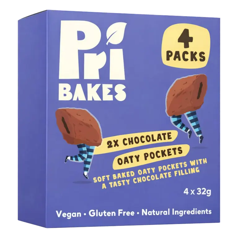 4 x 32g Oaty Pockets with a Tasty Chocolate Filling Soft Baked Oat Cakes