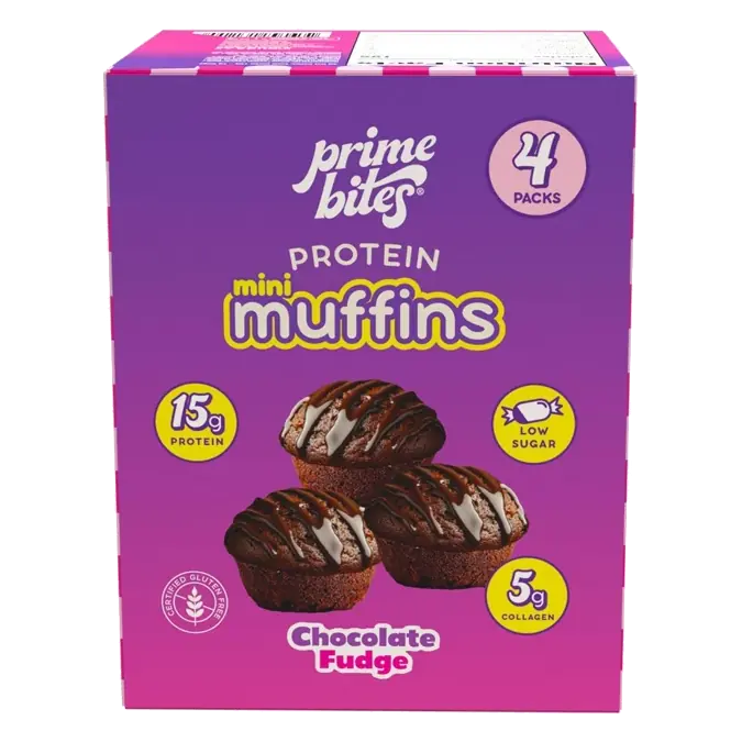 Prime Bites Chocolate Fudge Protein Mini Muffins - 15g Protein - 8.48oz/4ct