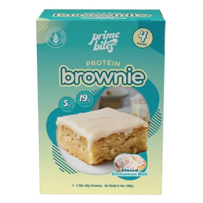 Prime Bites Glazed Cinnamon Protein Brownie - 19g Protein - 9.16oz/4ct