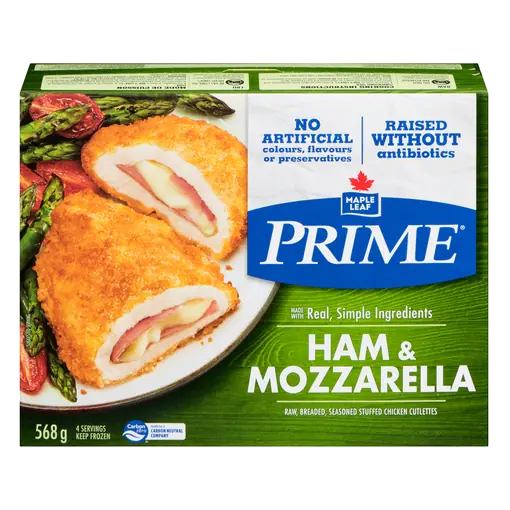 Frozen Stuffed Chicken Ham & Mozzarella Raised Without Antibiotics 568 g