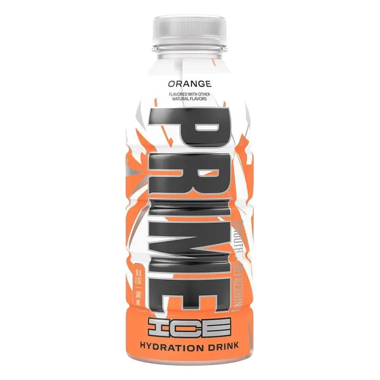 Prime Ice Hydration Orange Sports Drink, 16.9 fl oz Bottle: Non-Caffeinated
