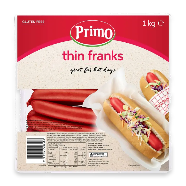 Frankfurts Thin Hot Dog
