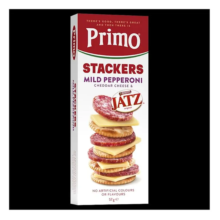 Stackers Pepperoni with Jatz Crackers and Cheddar Cheese