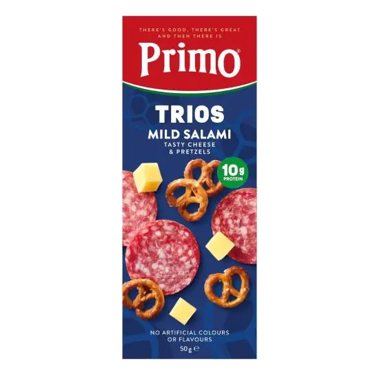 Trios Mild Salami Pretzels & Tasty Cheese Cubes