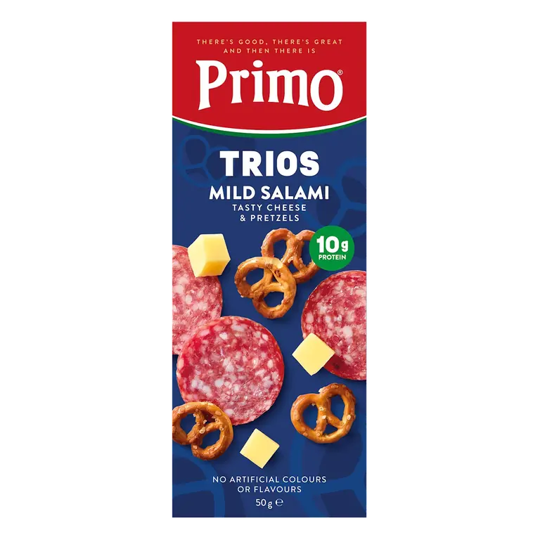 Trios Mild Salami Pretzels & Tasty Cheese