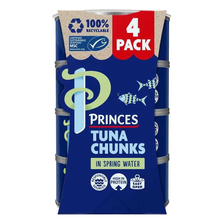 4x145g in Spring Water Tuna Chunks (4x102g Drained)
