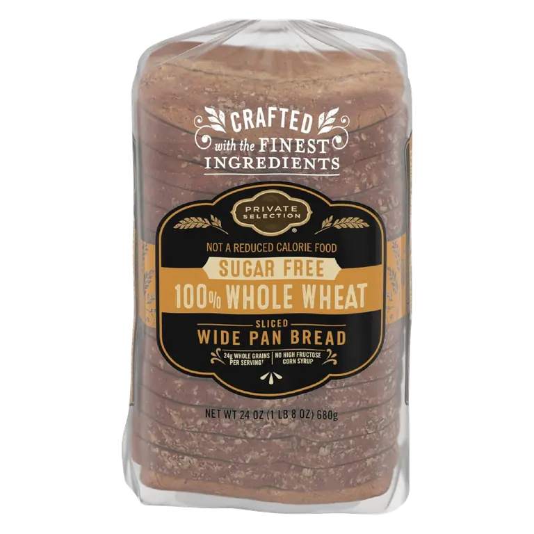 100% Whole Wheat Sugar Free Sliced Wide Pan Bread, 100% Whole Wheat