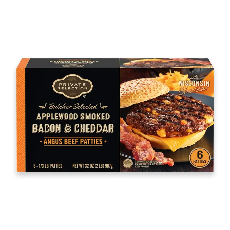 Applewood Smoked Bacon & Cheddar Angus Beef Patties