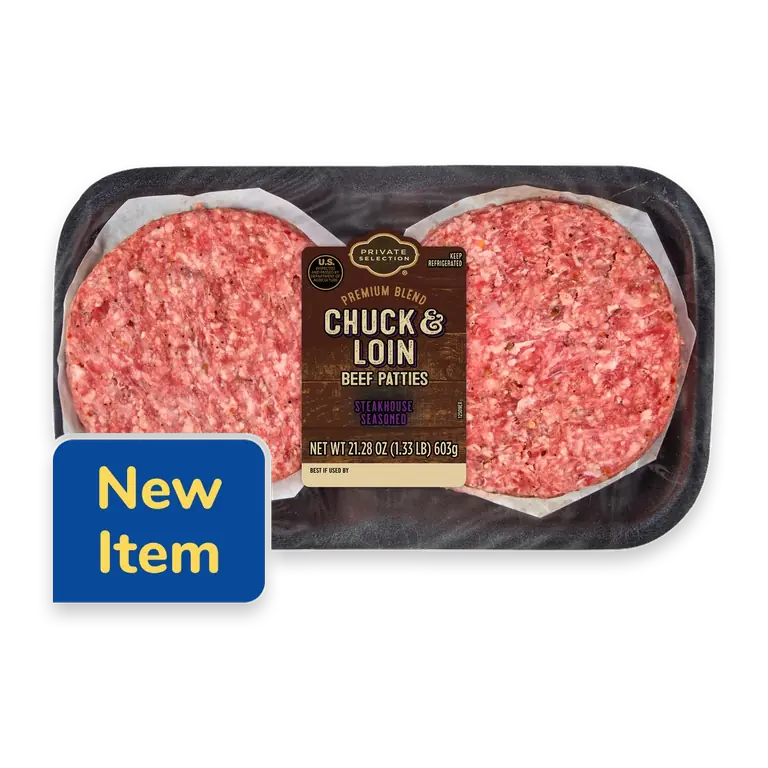 Beef Chuck and Loin Steakhouse Blend Seasoned Patties
