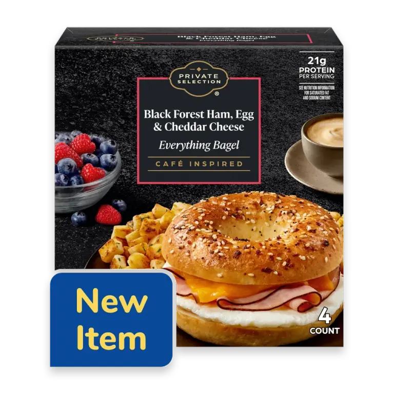 Black Forest Ham Egg and Cheddar Cheese Everything Bagel Breakfast Sandwich