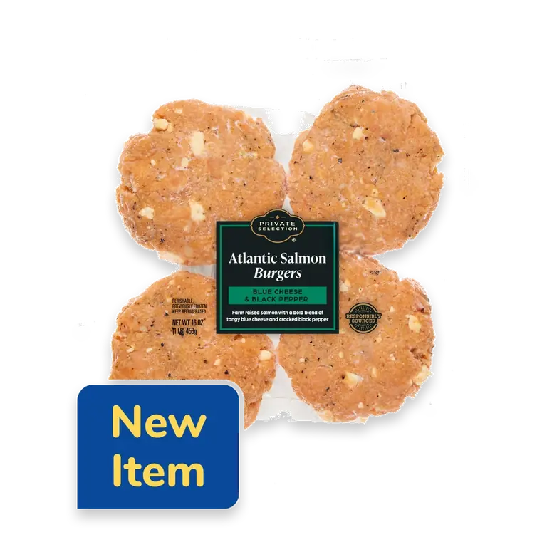 Blue Cheese and Black Pepper Farm Raised Atlantic Salmon Burgers