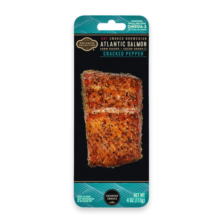 Farm Raised Norwegianˆ Atlantic Salmon Portion Hot Smoked Cracked Pepper