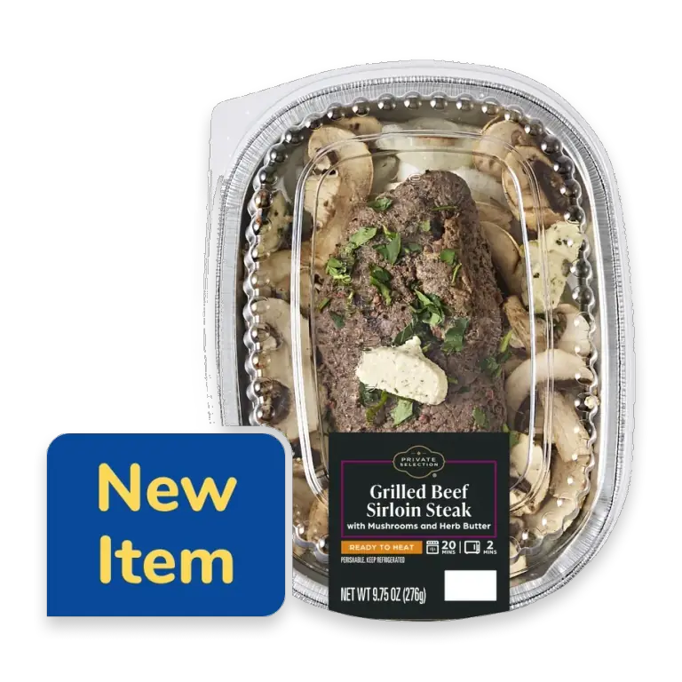 Grilled Beef Sirloin Steak with Mushrooms and Herb Butter