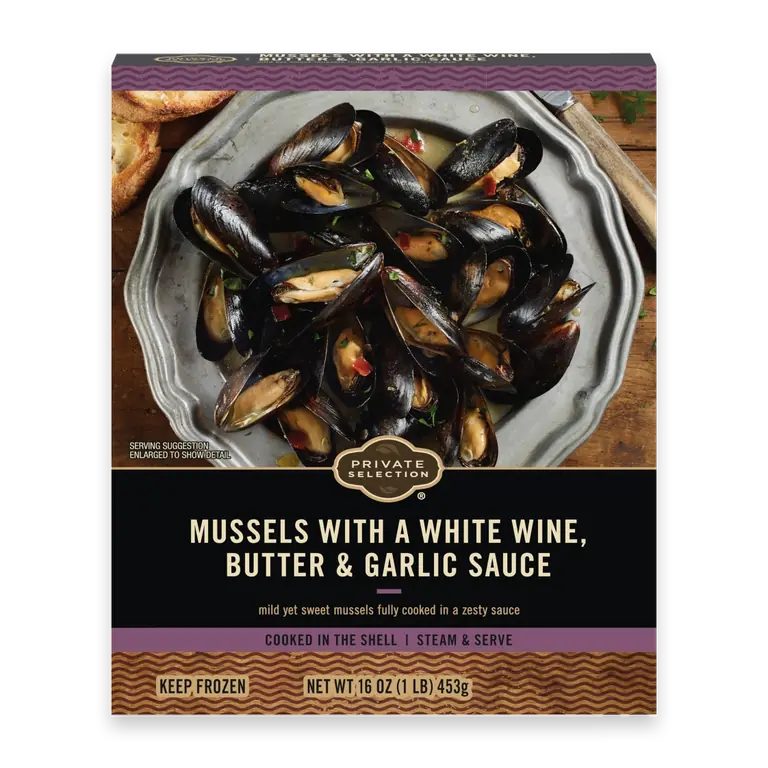 Mussels With White Wine, Butter & Garlic Sauce