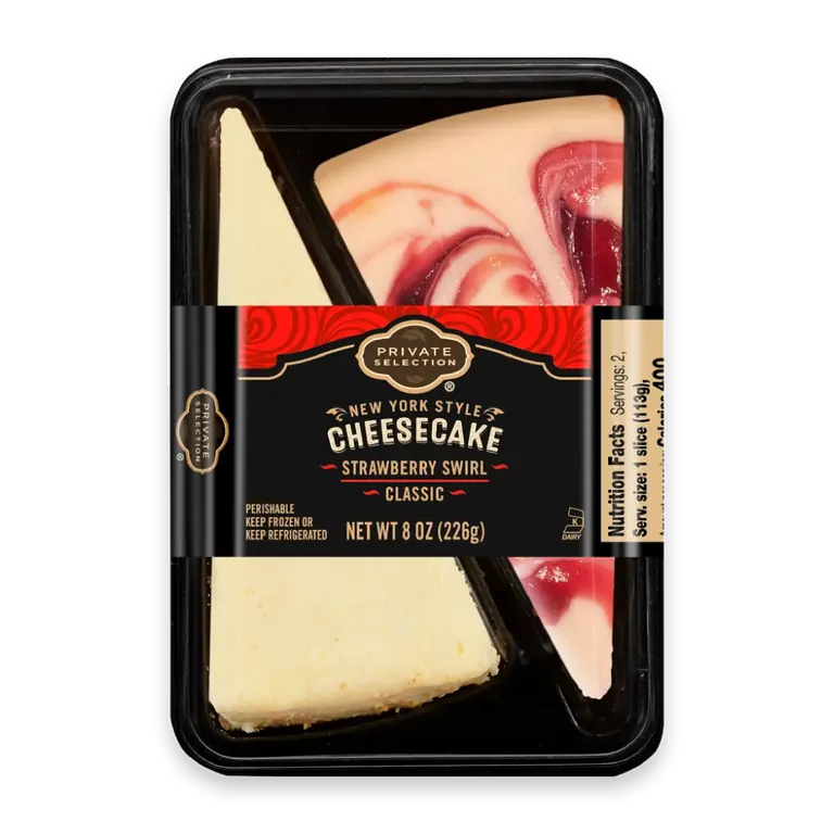 New York Style Classic and Strawberry Swirl New York Style Cheesecake Slices