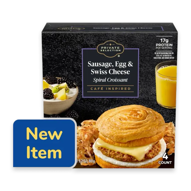 Sausage Egg and Swiss Cheese Spiral Croissant Breakfast Sandwich