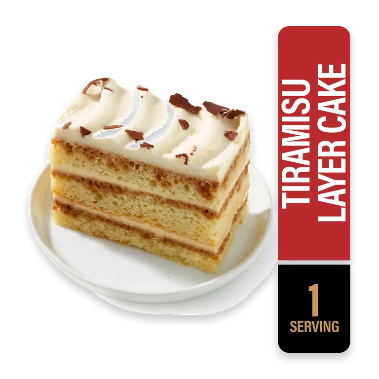Tiramisu Layer Cake with Real Whipped Cream Slice