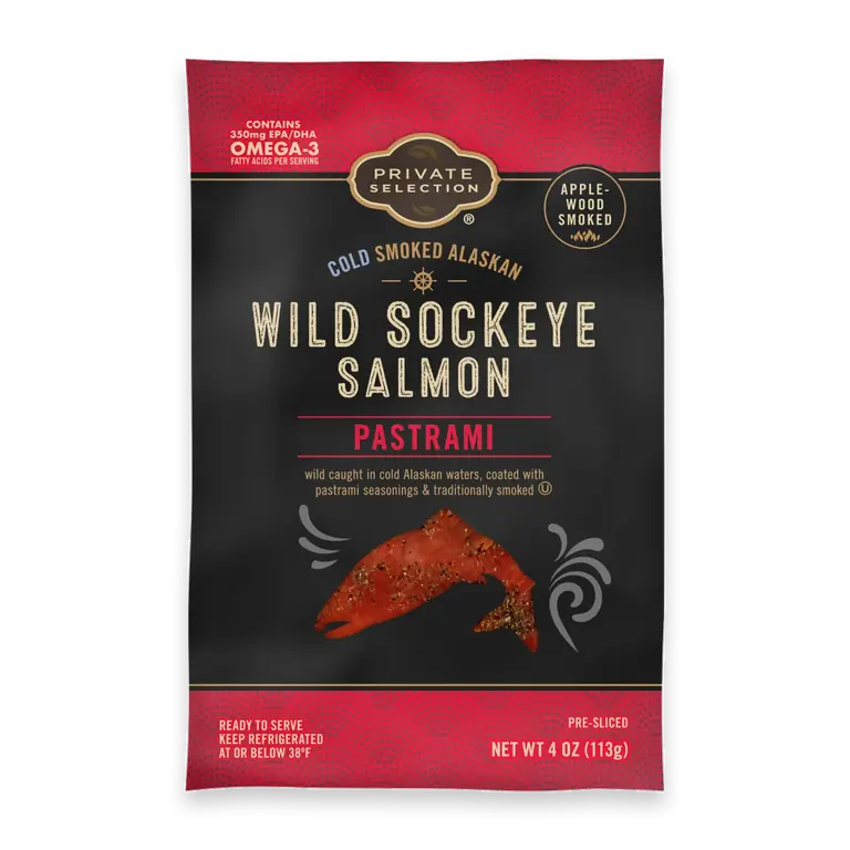 Wild Caught Alaskan Sockeye Salmon Pe-Sliced Cold Smoked Pastrami