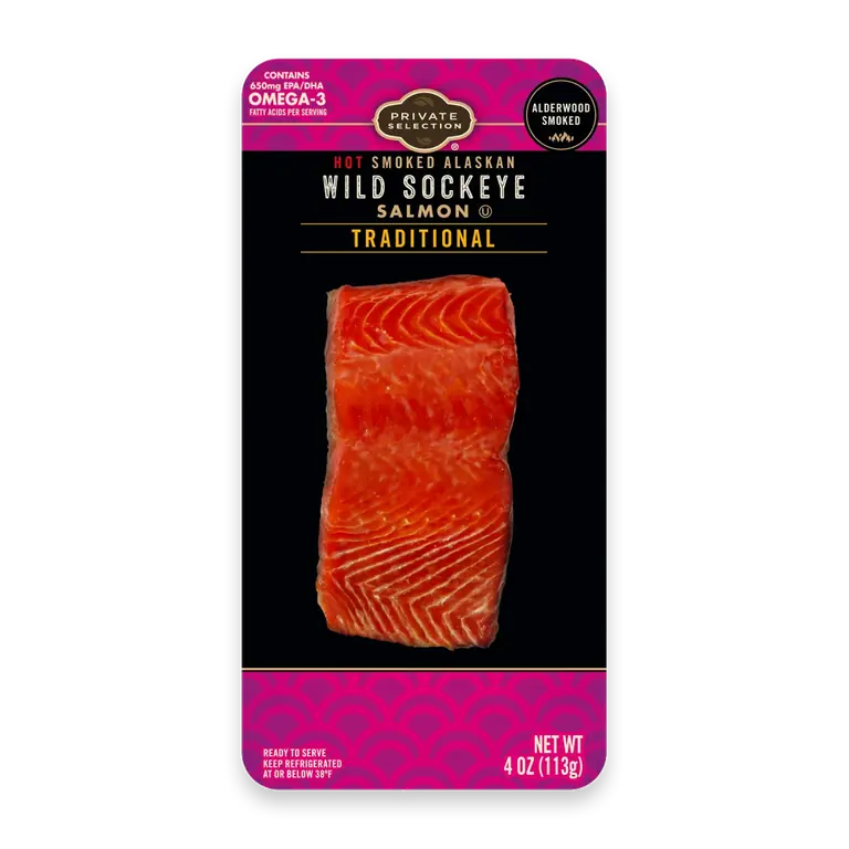 Wild Caught Alaskan Sockeye Salmon Portion Hot Smoked Traditional