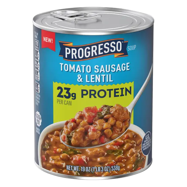 Gluten Free 23g Protein Tomato Sausage & Lentil Soup