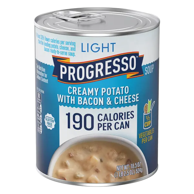 Light Gluten Free Creamy Potato with Bacon & Cheese Soup