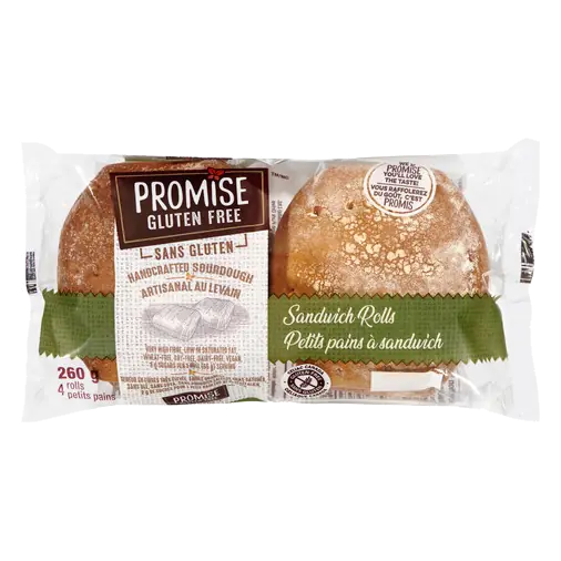 Gluten-Free Sandwich Rolls Handcrafted Sourdough 4 Pack 260 g (frozen)