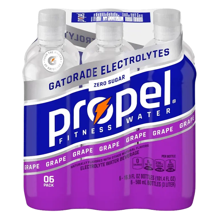 Propel Zero Grape Nutrient Enhanced Water, 6pk/16.9 fl oz Bottles: No Added Sugar, Vitamin Enhanced